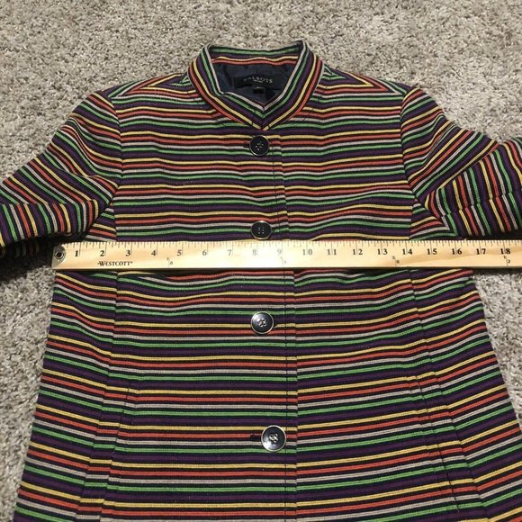 Talbots Womens Rainbow Colorful Striped Mandarin Collar Blazer Jacket Size 2P - Picture 6 of 11